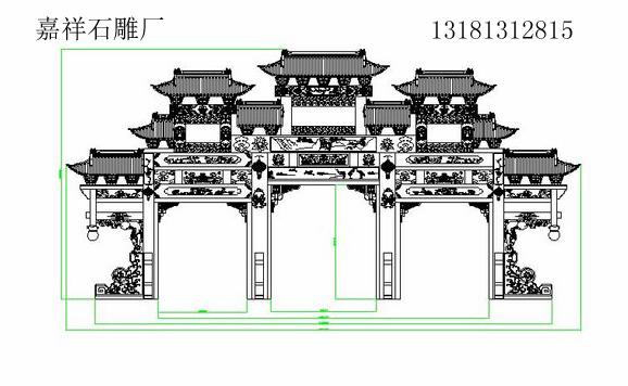 我国石雕技术人员设计的这份石雕牌坊的图纸非常精致，大气。